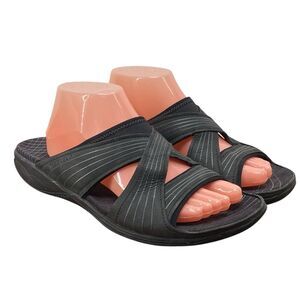 Merrell Heather Bungee Women's Size 11 Black Leather Slip-On Sandal J36652